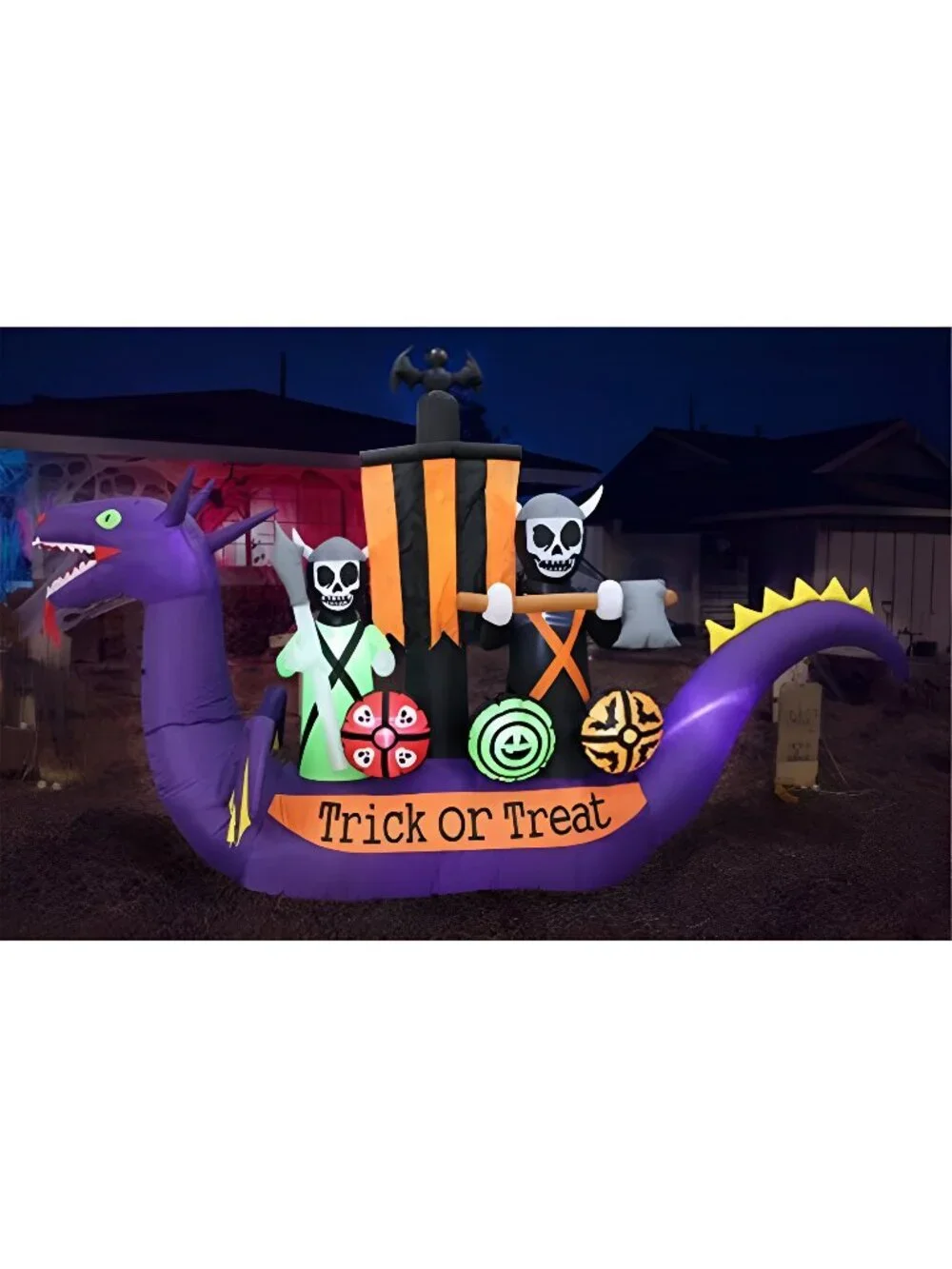 11 FT Long Halloween Inflatable Dragon Pirate Ship